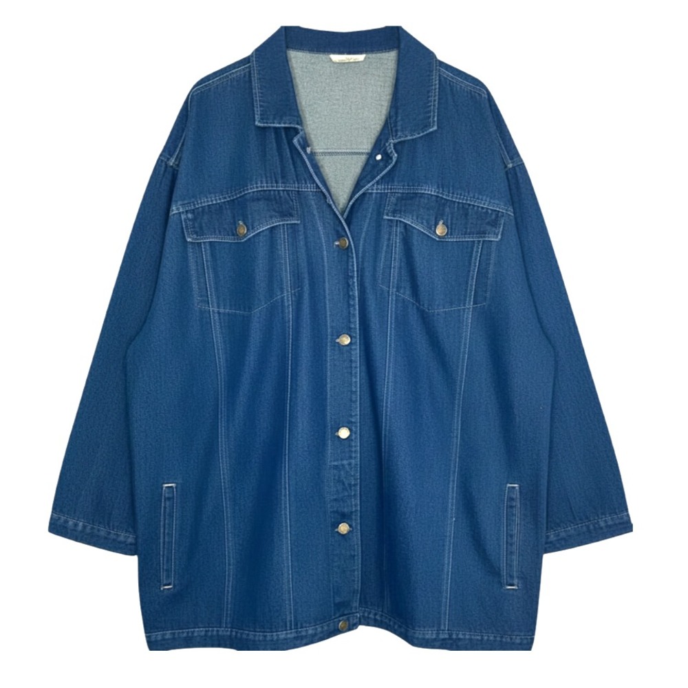 VTG Hunters Run Denim Jacket BRASS HORSE BUTTONS Cottage Western Boho Grunge M